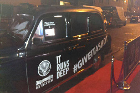Our Black Taxi Cab Photo Booth, Custom Decorateed For Jagermeister